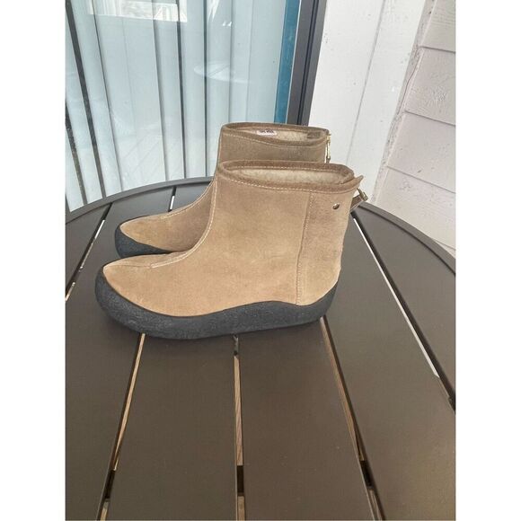 Ellos Women’s Booties Suede Curling Boots Brown Size 7 Wool Insole - Picture 13 of 13